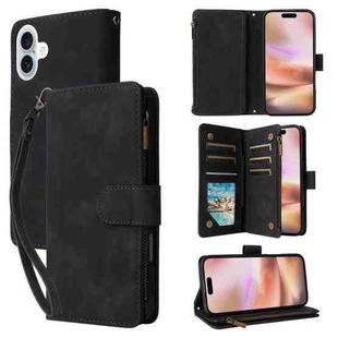 For iPhone 16 Plus Multifunctional Multi-Card Wallet Phone Leather Case(Black)