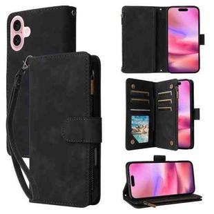 For iPhone 16 Multifunctional Multi-Card Wallet Phone Leather Case(Black)