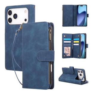 For iPhone 17 Pro Multifunctional Multi-Card Wallet Phone Leather Case(Blue)