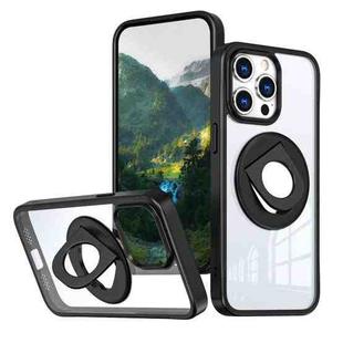 For iPhone 13 Pro Max / 12 Pro Max Transparent U-Ring Holder MagSafe Magnetic Phone Case(Black)