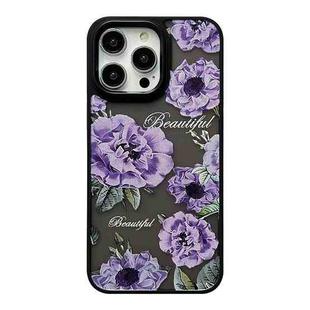 For iPhone 15 Pro Max Skin Feel Matte TPU+PC Shockproof Phone Case(Purple Flower)