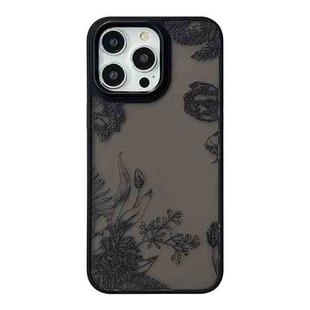 For iPhone 14 Pro Skin Feel Matte TPU+PC Shockproof Phone Case(Black Flower)