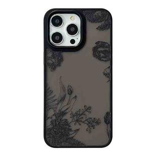 For iPhone 14 Pro Max Skin Feel Matte TPU+PC Shockproof Phone Case(Black Flower)