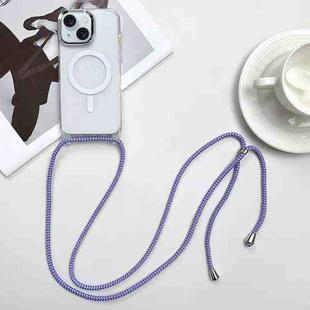 For iPhone 15 Plus MagSafe Magnetic PC + TPU Phone Case with Lanyard(Purple Blue Apricot)