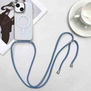 For iPhone 14 Plus MagSafe Magnetic PC + TPU Phone Case with Lanyard(Grey Blue)