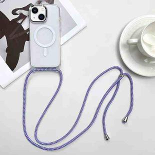 For iPhone 14 Plus MagSafe Magnetic PC + TPU Phone Case with Lanyard(Purple Blue Apricot)