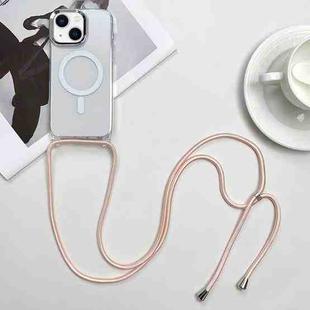 For iPhone 14 MagSafe Magnetic PC + TPU Phone Case with Lanyard(Pink Gold)