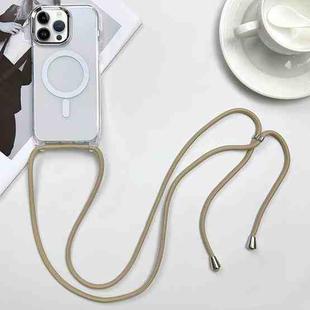 For iPhone 14 Pro Max MagSafe Magnetic PC + TPU Phone Case with Lanyard(Khaki)