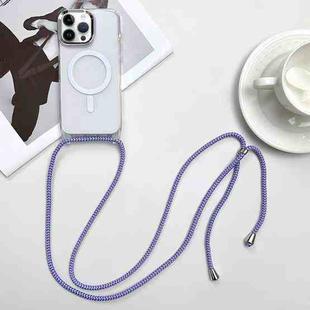 For iPhone 12 Pro MagSafe Magnetic PC + TPU Phone Case with Lanyard(Purple Blue Apricot)