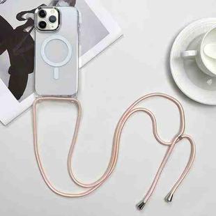 For iPhone 11 Pro Max MagSafe Magnetic PC + TPU Phone Case with Lanyard(Pink Gold)