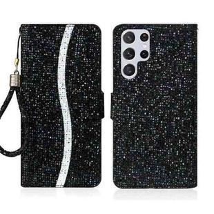 For Samsung Galaxy S24 Ultra 5G Glitter Powder Filp Leather Phone Case(Black)