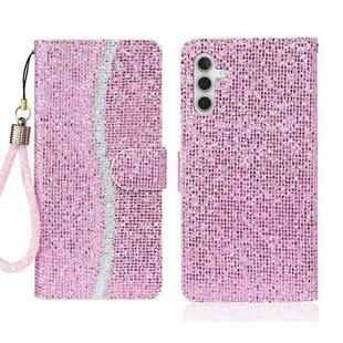For Samsung Galaxy S24 5G Glitter Powder Filp Leather Phone Case(Pink)