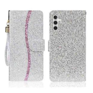 For Samsung Galaxy S24 5G Glitter Powder Filp Leather Phone Case(Silver)