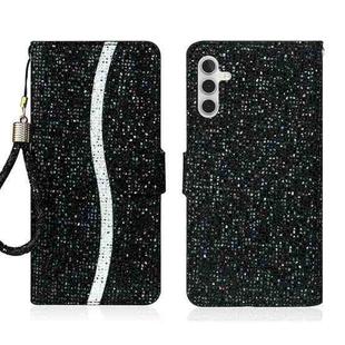 For Samsung Galaxy A15 5G Glitter Powder Filp Leather Phone Case(Black)