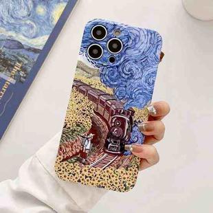 For iPhone 15 Plus Precise Hole Oil Painting Glossy PC Phone Case(Train)