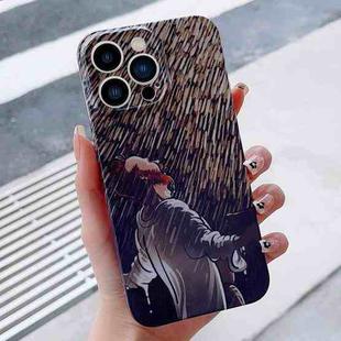 For iPhone 15 Pro Max Precise Hole Oil Painting Pattern PC Phone Case(Rain)