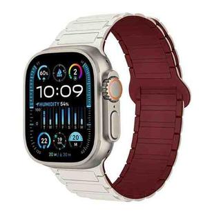 For Apple Watch Ultra 2 49mm I-Shaped Magnetic Silicone Watch Band(Starlight Wine Red)