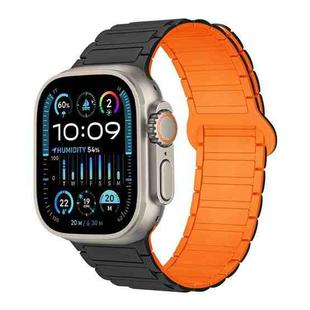 For Apple Watch Ultra 2 49mm I-Shaped Magnetic Silicone Watch Band(Black Orange)