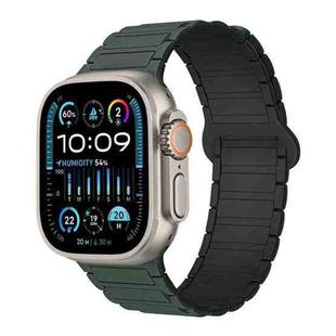 For Apple Watch Ultra 2 49mm I-Shaped Magnetic Silicone Watch Band(Dark Teal Black)