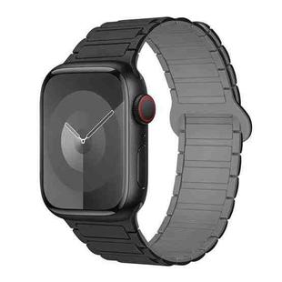 For Apple Watch Series 9 41mm I-Shaped Magnetic Silicone Watch Band(Black Gray)