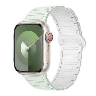 For Apple Watch Series 9 41mm I-Shaped Magnetic Silicone Watch Band(Mint White)