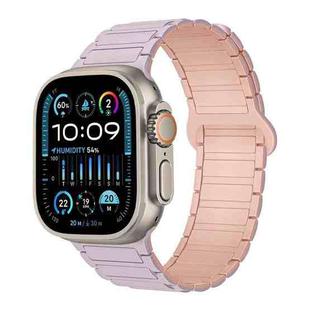 For Apple Watch Ultra 49mm I-Shaped Magnetic Silicone Watch Band(Light Purple Pink)