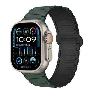 For Apple Watch Ultra 49mm I-Shaped Magnetic Silicone Watch Band(Dark Teal Black)