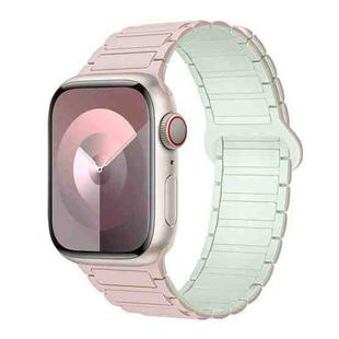 For Apple Watch Series 8 41mm I-Shaped Magnetic Silicone Watch Band(Pink Mint)