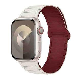 For Apple Watch Series 8 45mm I-Shaped Magnetic Silicone Watch Band(Starlight Wine Red)