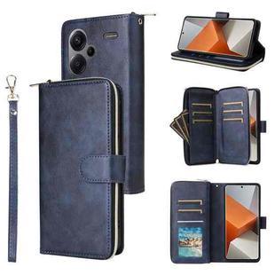 For Xiaomi Redmi Note 13 Pro+ 9 Card Slots Zipper Wallet Bag Leather Phone Case(Blue)