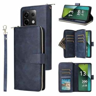 For Xiaomi Redmi Note 13 Pro 5G Global 9 Card Slots Zipper Wallet Bag Leather Phone Case(Blue)