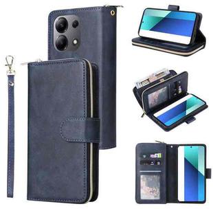 For Xiaomi Redmi Note 13 4G 9 Card Slots Zipper Wallet Bag Leather Phone Case(Blue)