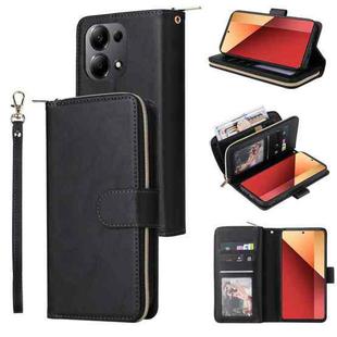 For Xiaomi Redmi Note 13 Pro 4G 9 Card Slots Zipper Wallet Bag Leather Phone Case(Black)