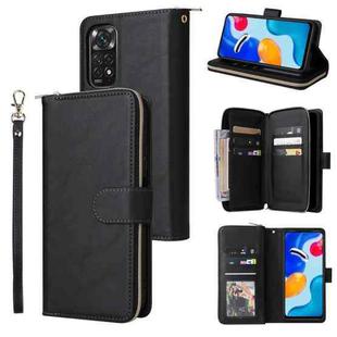 For Redmi Note 11 Pro Global 9 Card Slots Zipper Wallet Bag Leather Phone Case(Black)