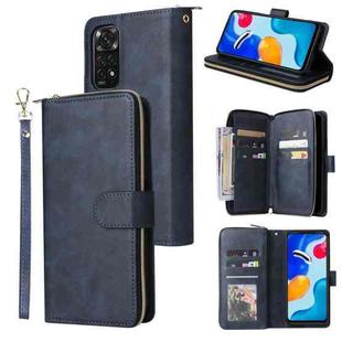 For Redmi Note 11 Pro Global 9 Card Slots Zipper Wallet Bag Leather Phone Case(Blue)