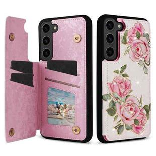 For Samsung Galaxy S23+ 5G Printed Double Buckle RFID Anti-theft Phone Case(Rose)