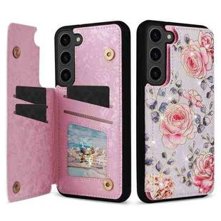 For Samsung Galaxy S23 5G Printed Double Buckle RFID Anti-theft Phone Case(Pastoral Rose)