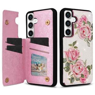 For Samsung Galaxy S23 FE 5G Printed Double Buckle RFID Anti-theft Phone Case(Rose)