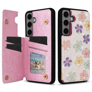 For Samsung Galaxy S24+ 5G Printed Double Buckle RFID Anti-theft Phone Case(Blossoming Flowers)