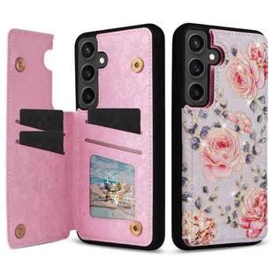 For Samsung Galaxy S25 FE 5G Printed Double Buckle RFID Anti-theft Phone Case(Rose)