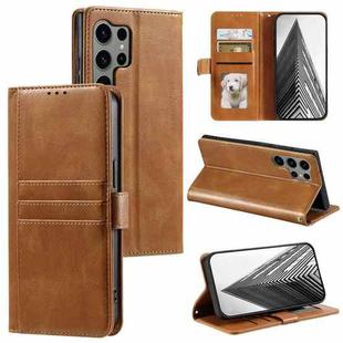 For Samsung Galaxy S23 Ultra 5G Simple 6-Card Wallet Leather Phone Case(Brown)