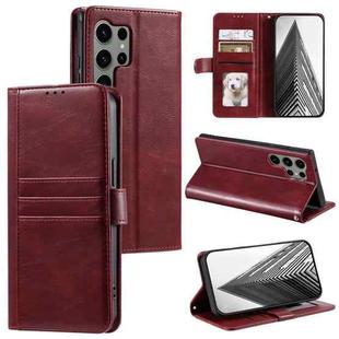 For Samsung Galaxy S23 Ultra 5G Simple 6-Card Wallet Leather Phone Case(Wine Red)