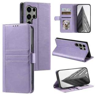 For Samsung Galaxy S23 Ultra 5G Simple 6-Card Wallet Leather Phone Case(Purple)