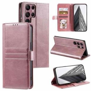 For Samsung Galaxy S22 Ultra 5G Simple 6-Card Wallet Leather Phone Case(Rose Gold)