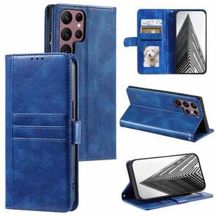 For Samsung Galaxy S22 Ultra 5G Simple 6-Card Wallet Leather Phone Case(Blue)