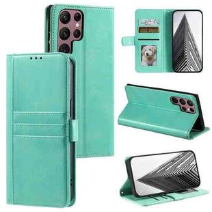 For Samsung Galaxy S22 Ultra 5G Simple 6-Card Wallet Leather Phone Case(Green)