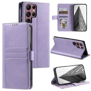 For Samsung Galaxy S22 Ultra 5G Simple 6-Card Wallet Leather Phone Case(Purple)