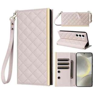 For Samsung Galaxy S23 FE 5G Crossbody Rhombic Sucker Leather Phone Case(White)