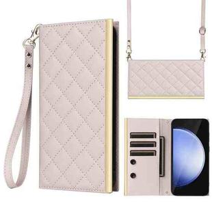 For Samsung Galaxy S24 FE 5G Crossbody Rhombic Sucker Leather Phone Case(White)