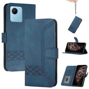 For Realme C30 4G/Narzo 50i Prime/C30s Cubic Skin Feel Flip Leather Phone Case(Blue)